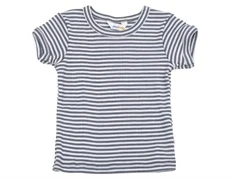 Joha t-shirt mørk grå striber merinould/silke